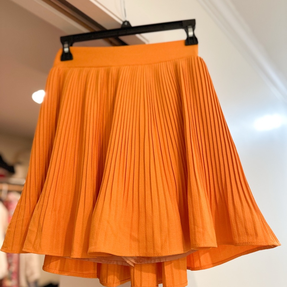 Vibrant Orange Pleated Mini Skort